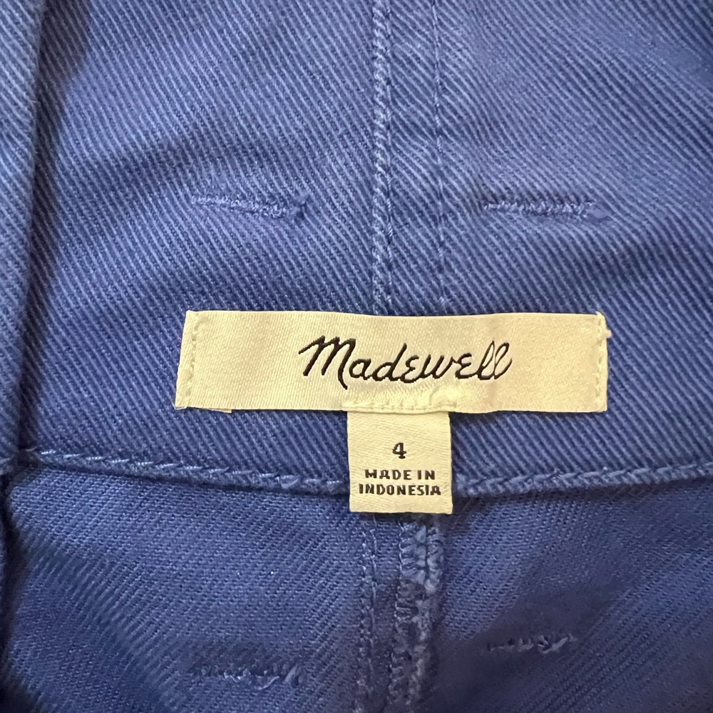 Madewell 100% Cotton Cobalt Blue Paperbag Trench Chino Pants Women’s 4 - Picture 3 of 11